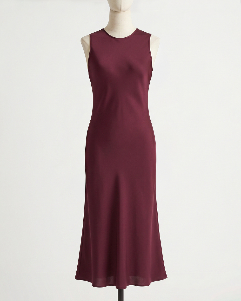 Washable Stretch Silk Tank Midi Dress